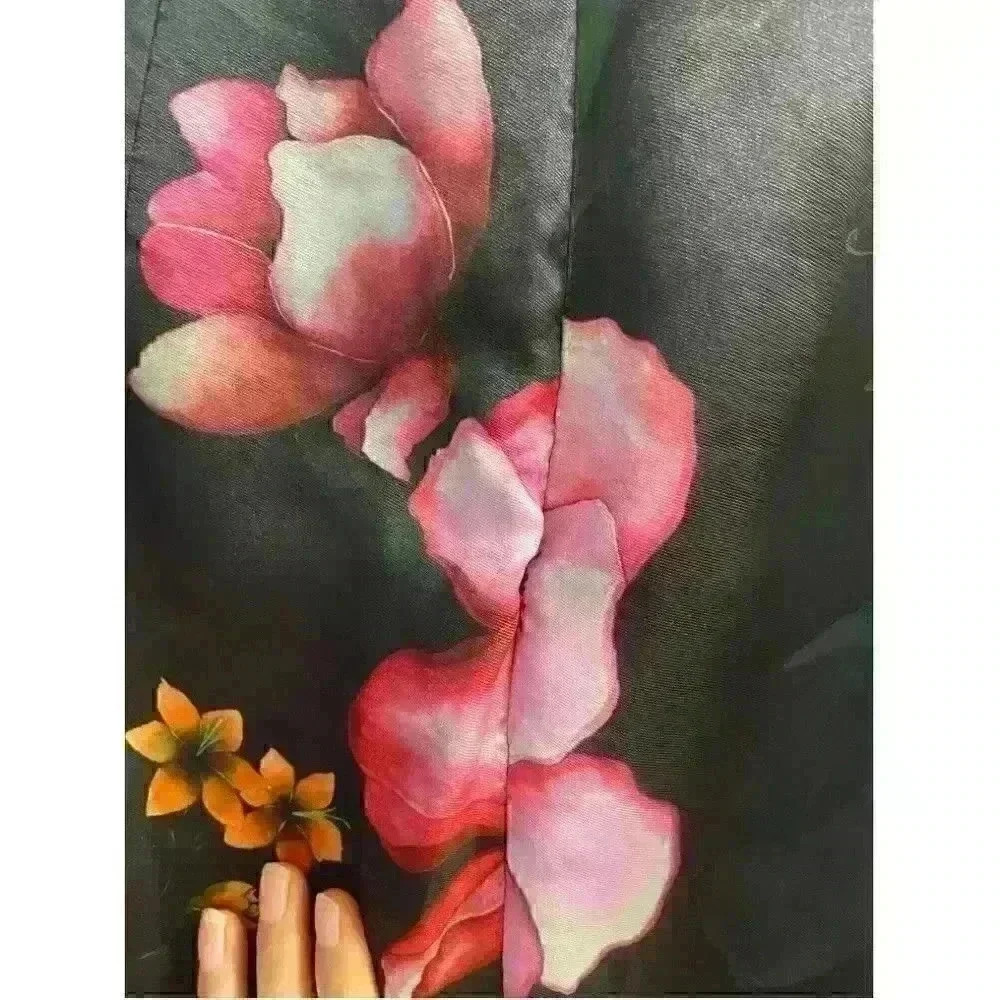 Marchessa notte black satin lace detail floral‎ print skirt Sz 4 - Picture 8 of 8